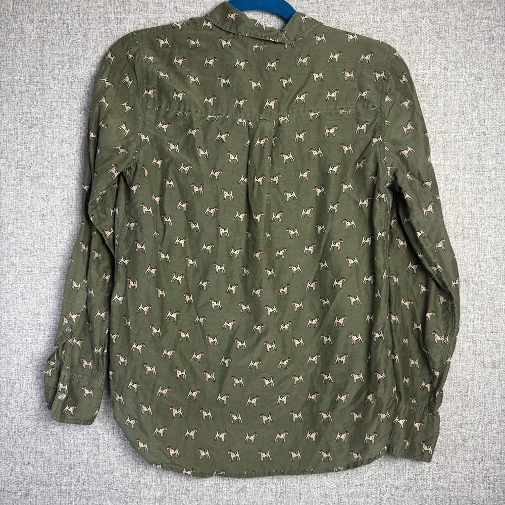 J.Crew Airedale Terrier Dog‎ Half Button Down Popover Henley Shirt Cotton/Silk 2 - Picture 4 of 6